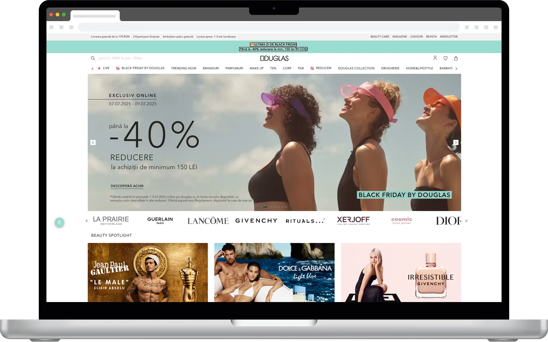 Mockup des Douglas Online-Shops in einem Laptop
