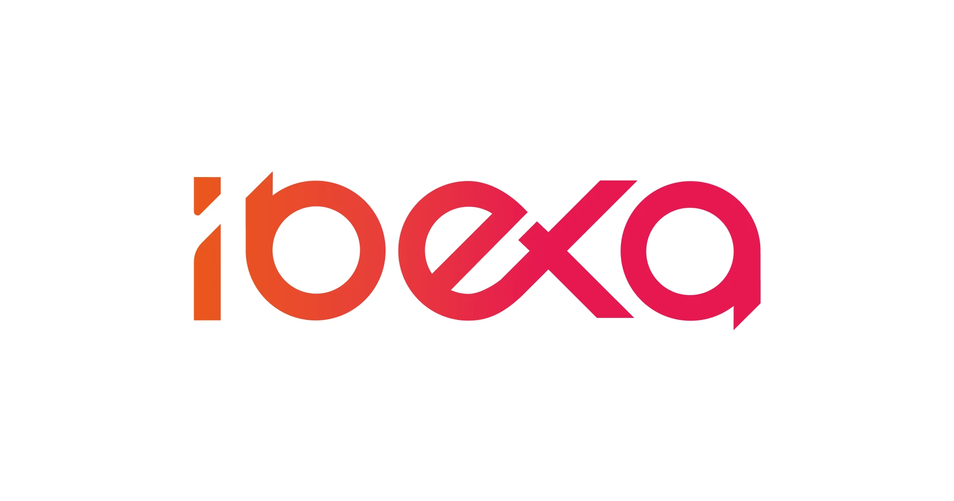 ibexa Logo in moderner, geometrischer Schrift. Farbverlauf von Orange zu Pink, wobei das ‚x‘ in Form eines Kreuzes dargestellt ist und das ‚a‘ mit einem nach unten zeigenden Pfeil abschließt.