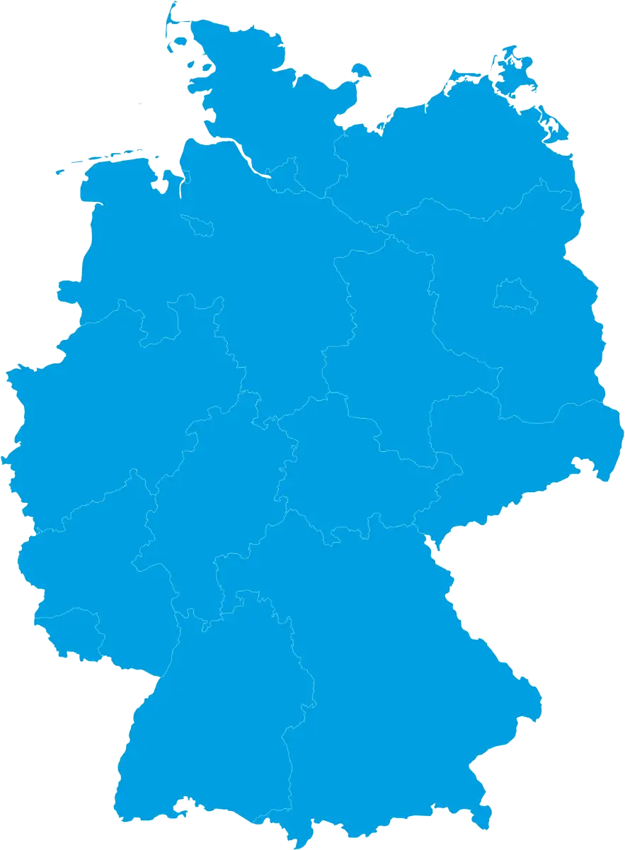 Einfarbige Karte von Deutschland in cyan