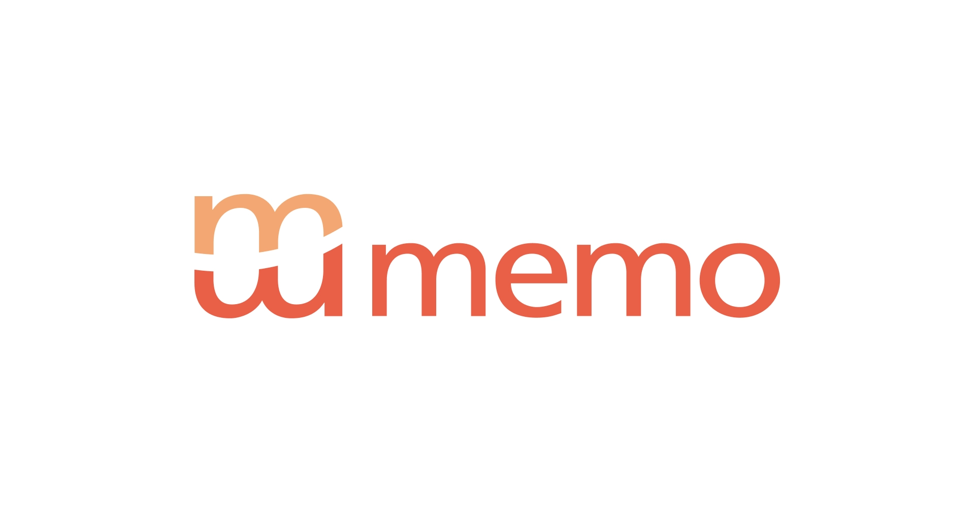 Orange-rotes memo-Logo mit stilistischem Schriftzug