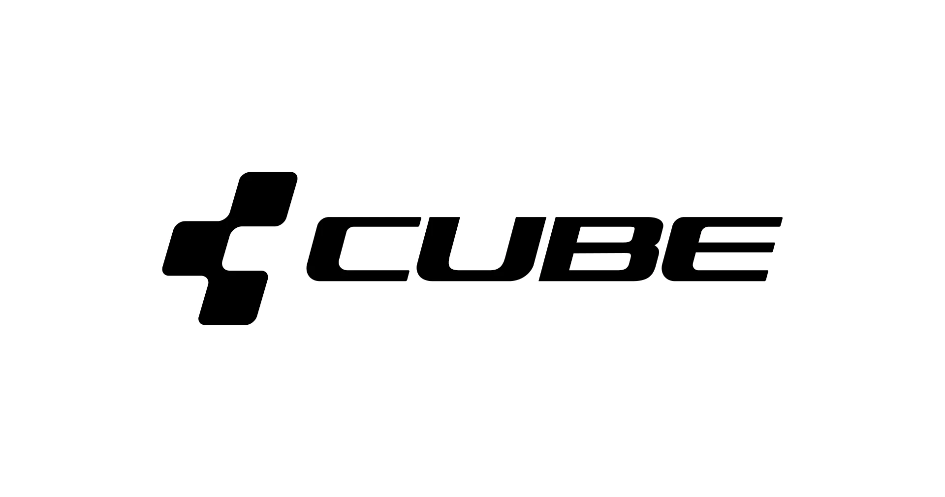 Schwarzes CUBE Logo mit stilisiertem Schriftzug
