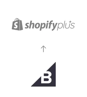 Migration von BigCommerce zu Shopify Plus, dargestellt durch einen Pfeil vom BigCommerce-Logo zum Shopify Plus-Logo