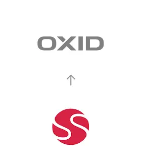 Migration von Sana Commerce zu OXID eShop, dargestellt durch einen Aufwärtspfeil.
