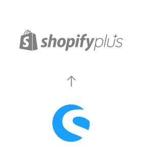 Migration von Shopware zu Shopify Plus, dargestellt durch einen Pfeil vom Shopware-Logo zum Shopify Plus-Logo