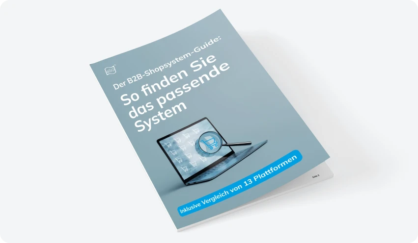 Mockup des Whitepapers 'B2B-Shopsystem-Guide'