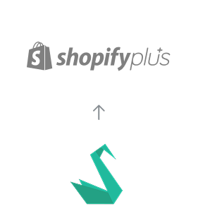 Migration von Sylius zu Shopify Plus, dargestellt durch einen Richtungspfeil nach oben.