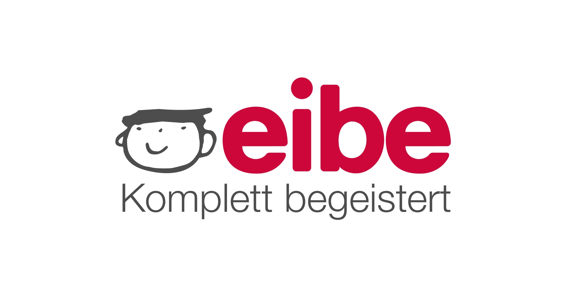 Rotes Logo von eibe mit Unterzeile 'Komplett begeistert'