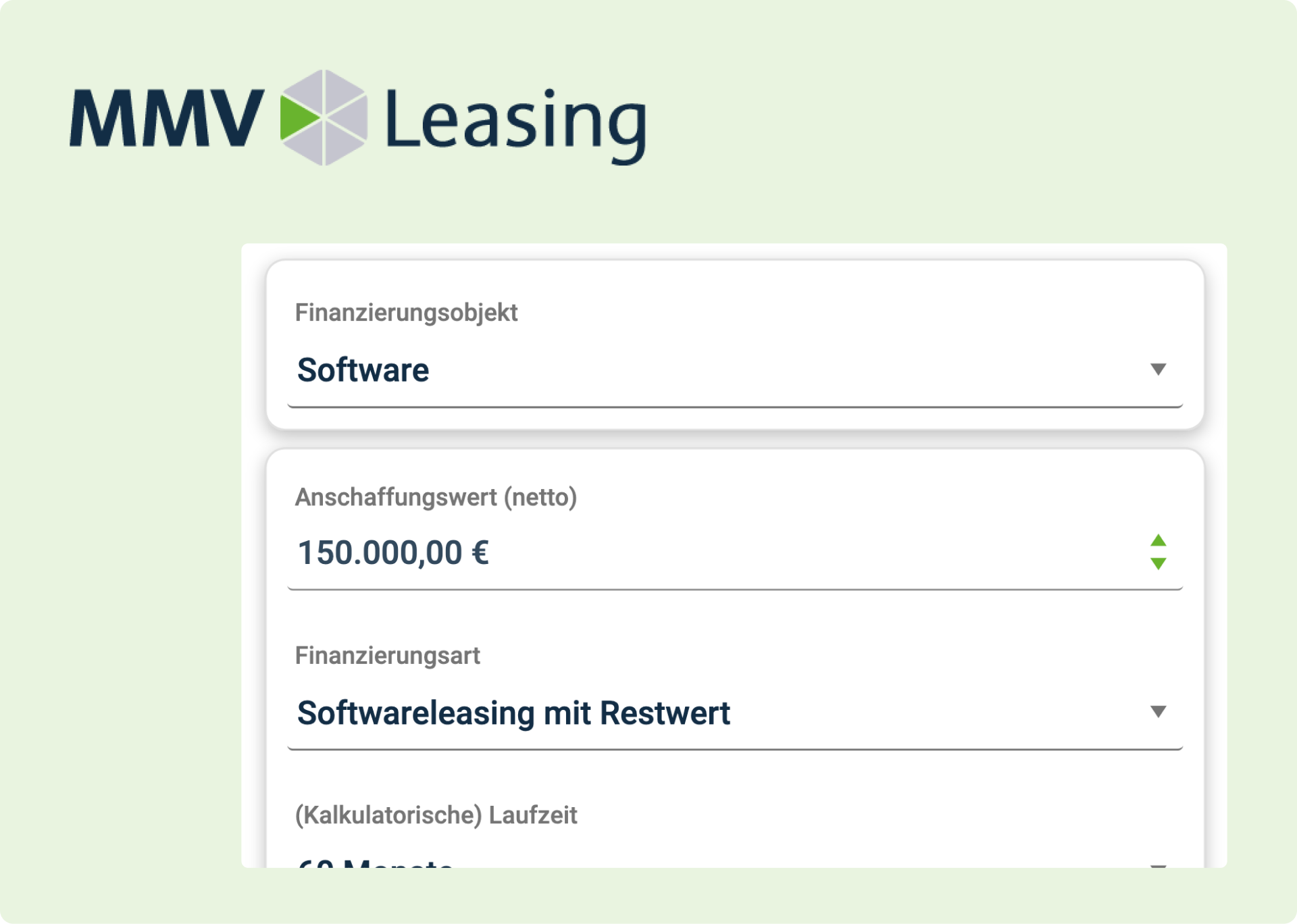 Ausschnitt des MMV Leasing Rechners