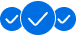 Drei blaue Kreise gefüllt mit jeweils einem weißen Checkmark, gruppiert als ein Icon