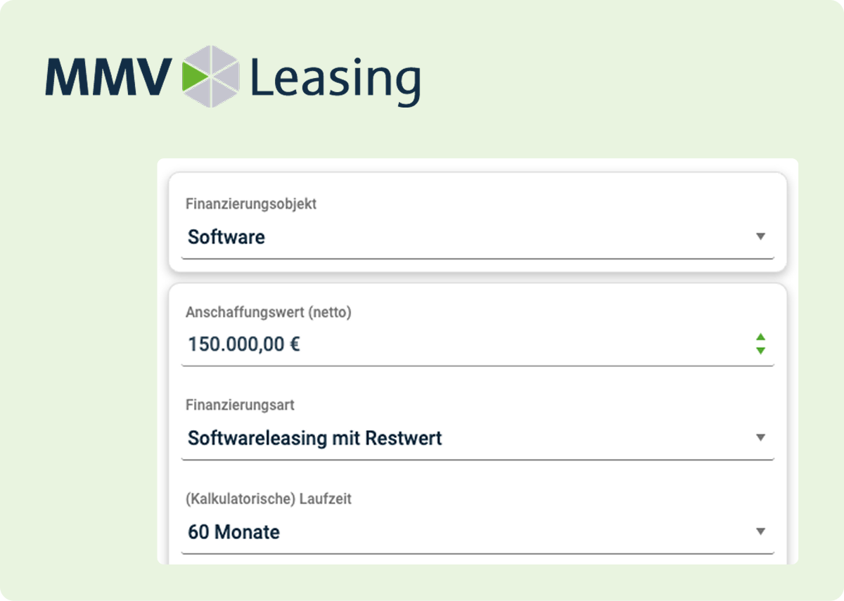 Screenshot des MMV Leasing Rechners