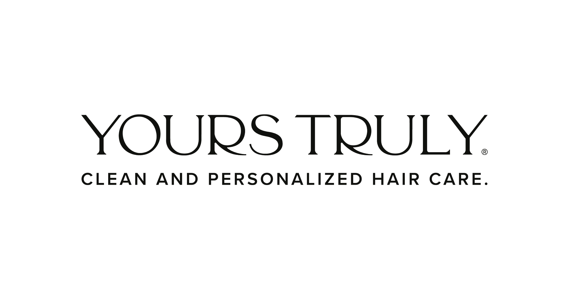 Schwarzes Logo von Yours Truly mit stilisiertem Schriftzug und Unterzeile 'Clean and personalized hair care'