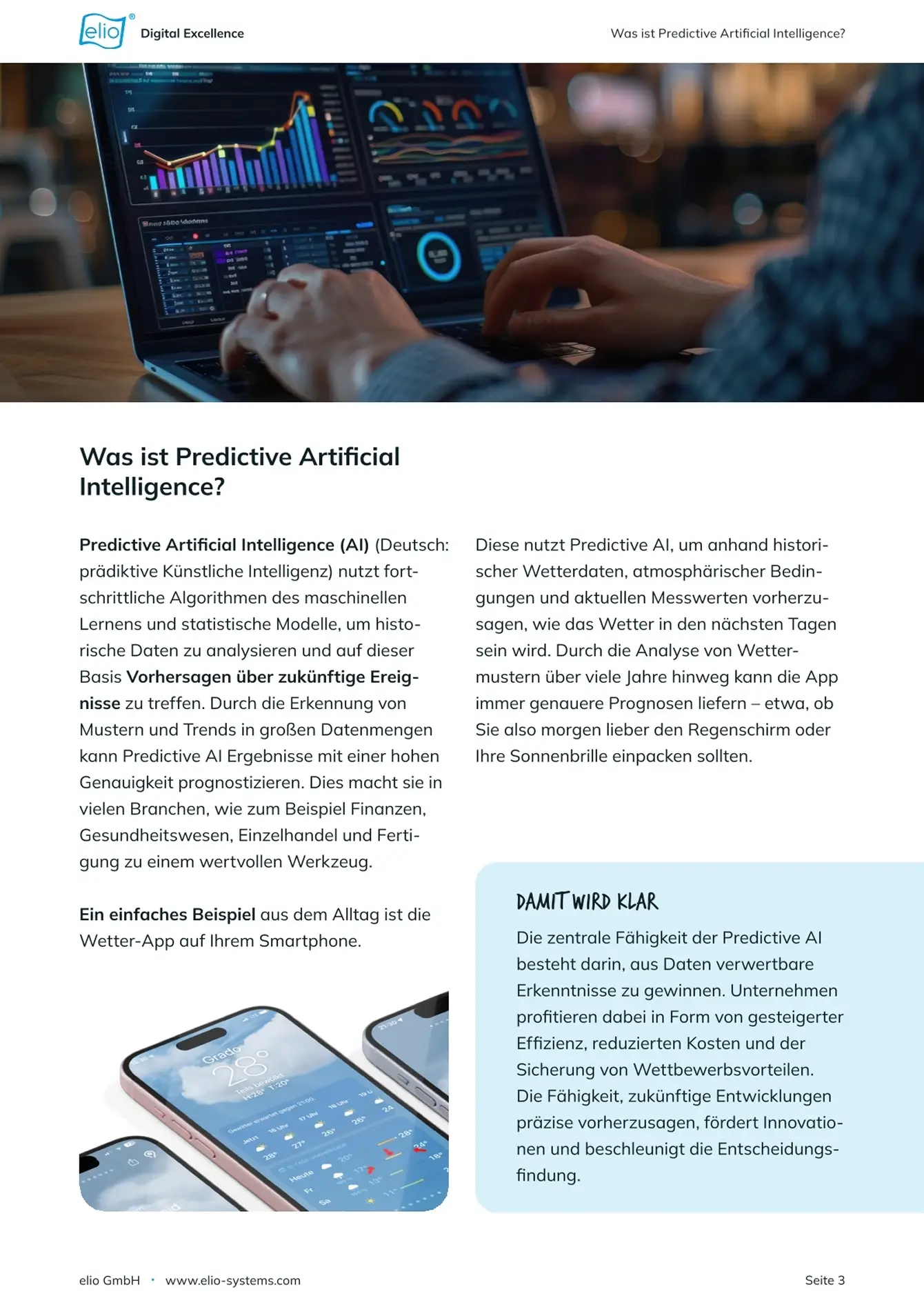 Seite aus dem elio-Whitepaper ‚Predictive AI für den modernen E-Commerce‘
