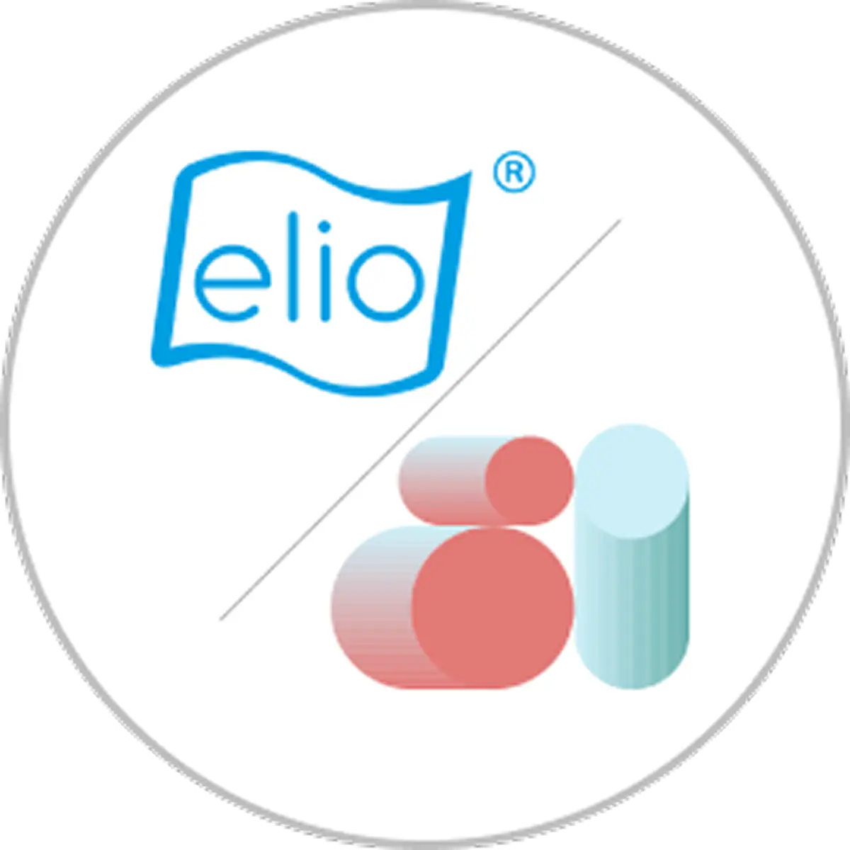 Logo zeigt eine Kombination aus den beiden Firmenlogos elio und BatteryIncluded