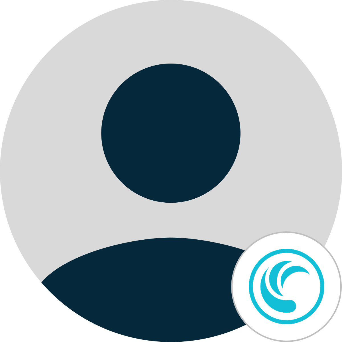 Stilisiertes Nutzerprofil-Icon mit grauem Hintergrund und TD Synnex-Logo in der rechten unteren Ecke