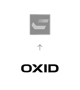 Migration von OXID eShop zu HCL Commerce, dargestellt durch einen Pfeil vom OXID-Logo zum HCL Commerce-Logo