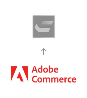 Migration von Adobe Commerce zu HCL Commerce, dargestellt mit einem Pfeil vom Adobe Commerce Logo zum HCL Commerce Logo
