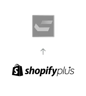 Migration von Shopify Plus zu HCL Commerce, dargestellt mit einem Pfeil vom Shopify Plus Logo zum HCL Commerce Logo