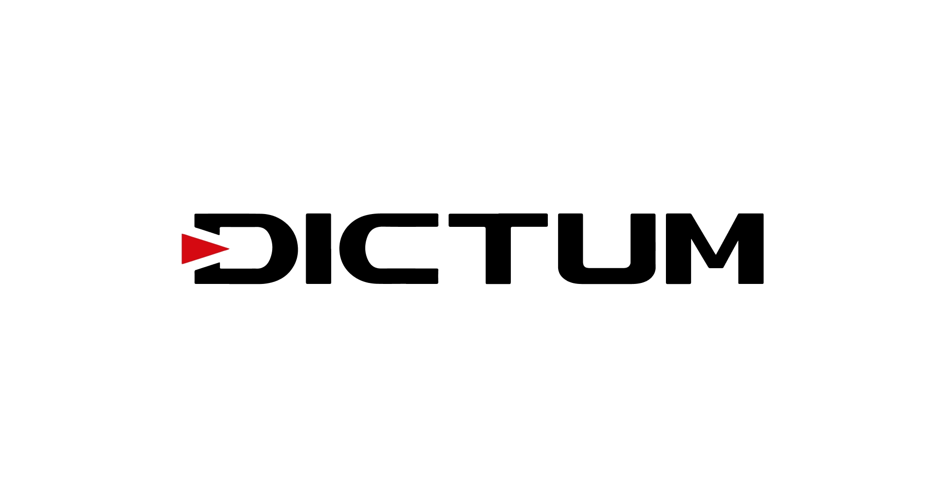 Schwarz-rotes Dictum Logo in Versalien