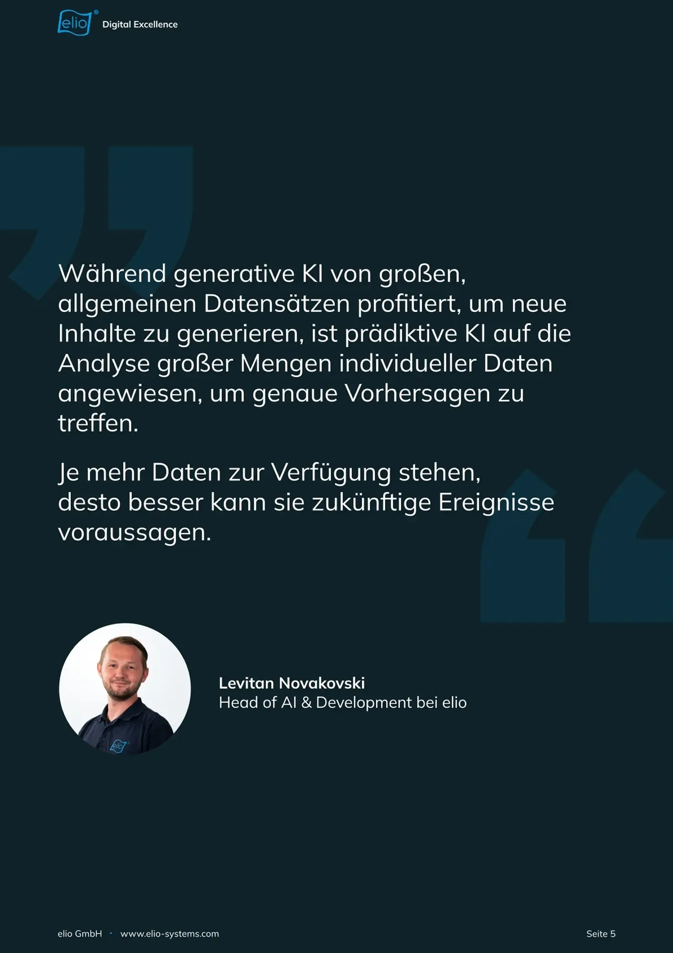 Seite aus dem elio-Whitepaper ‚Predictive AI für den modernen E-Commerce‘