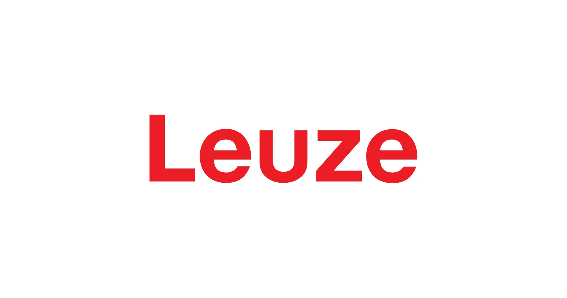 Rotes Logo von Leuze mit stilisiertem Schriftzug